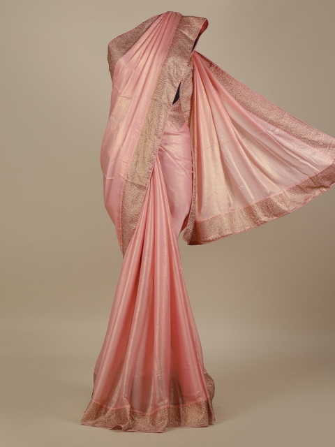 

Pothys Pink Solid Poly Georgette Saree