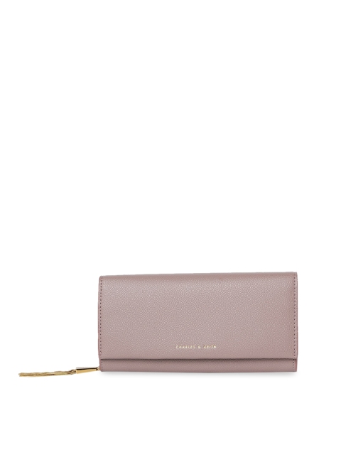 

CHARLES & KEITH Women Mauve Textured Envelope Wallet