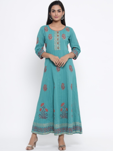 

WomenMagic Women Blue Embroidered Anarkali Kurta