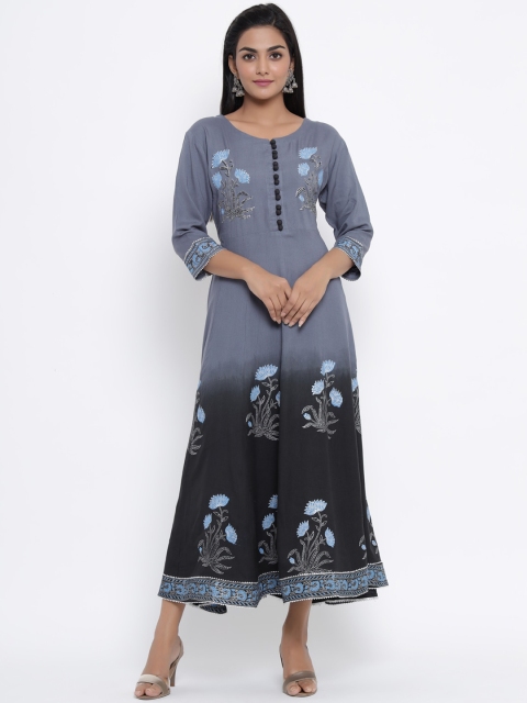 

WomenMagic Women Grey Embroidered Anarkali Kurta