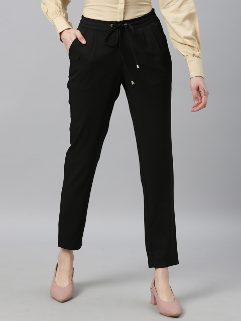 

Park Avenue Woman Women Black Regular Fit Solid Regular Trousers