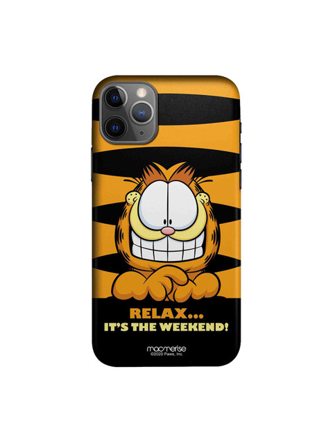 

macmerise Black & Orange Cartoon Characters Weekend Garfield iPhone 11 Pro Back Case