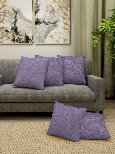 

KLOTTHE Set Of 5 Purple Solid Square Cushion Covers