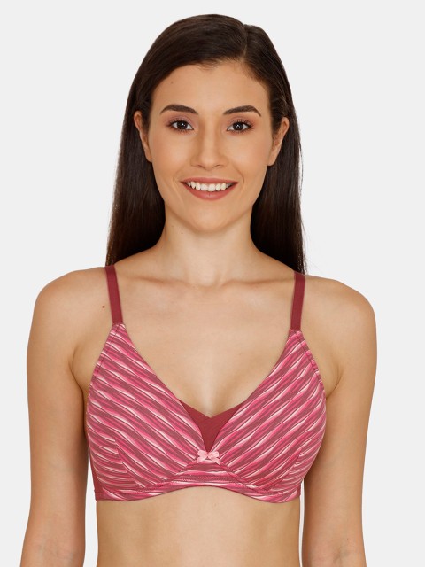 

Zivame Maroon & Pink Printed Lightly-Padded Non-Wired T-Shirt Bra- ZI108AFASH00