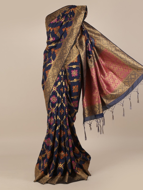 

Pothys Navy Blue Woven Design Jute Silk Saree