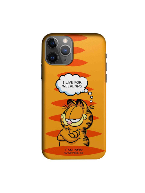 

macmerise Orange & Red Cartoon Characters Garfield Living For Weekends iPhone 11 Pro Max Back Cover