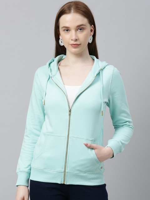 

Park Avenue Woman Women Teal Solid Hooded Sweatshirt