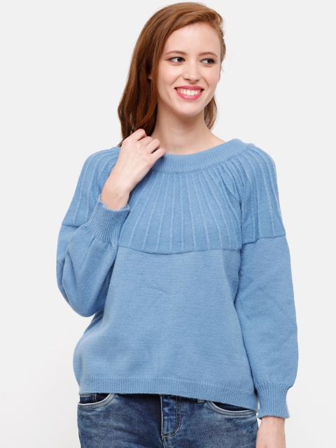 

STROP Women Blue Solid Pullover Sweater