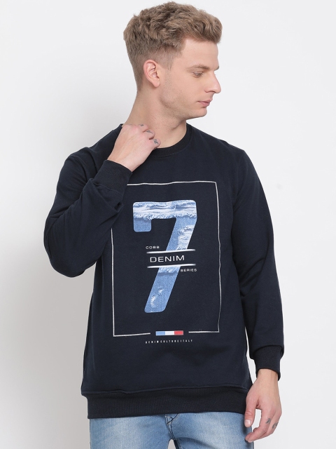 

COBB Men Navy Blue Printed Sweatshirt