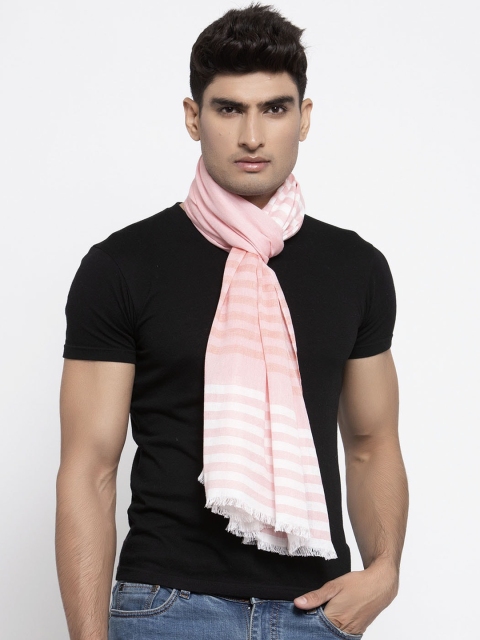 

Calvadoss Men Pink & White Striped Long-Fit Muffler