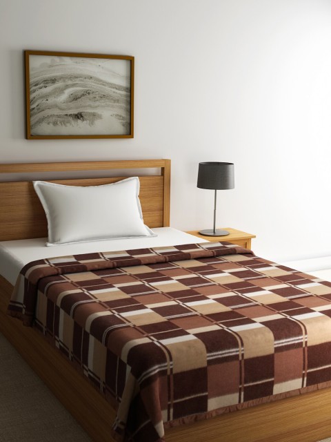 

Raymond Home Brown & Beige Geometric 536 GSM Woollen Heavy Winter Single Bed Blanket