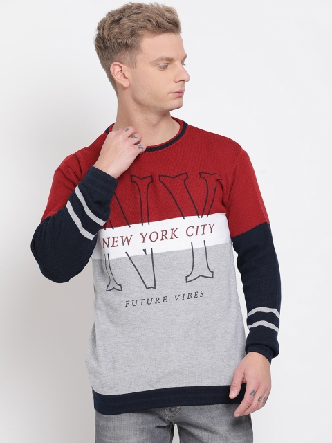 

COBB Men Red & Grey Printed Pullover Sweater