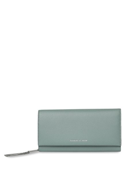

CHARLES & KEITH Women Green Solid Envelope Wallet