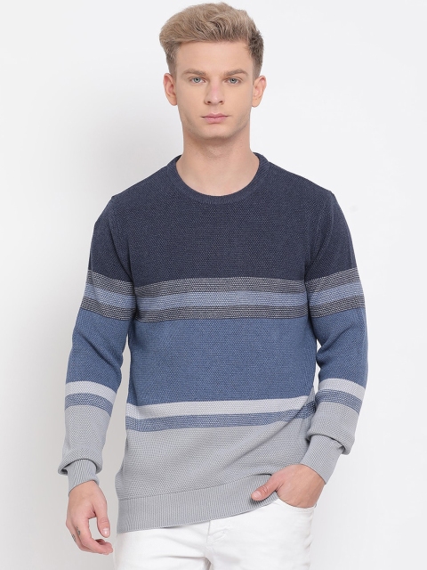 

COBB Men Blue & Grey Colourblocked Pullover Sweater