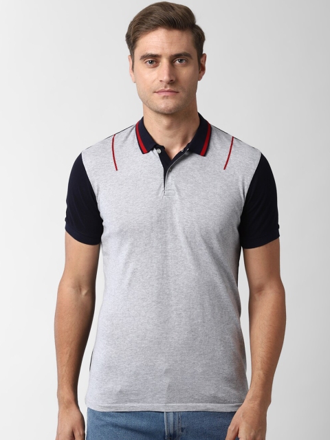 

Peter England Casuals Men Grey Colourblocked Polo Collar T-shirt