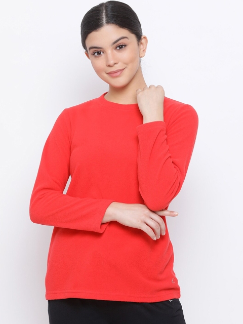 

Kanvin Women Red Solid Polar Fleece Lounge T-shirt