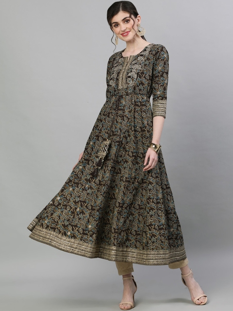 

Ishin Women Black & Black Printed Anarkali Kurta