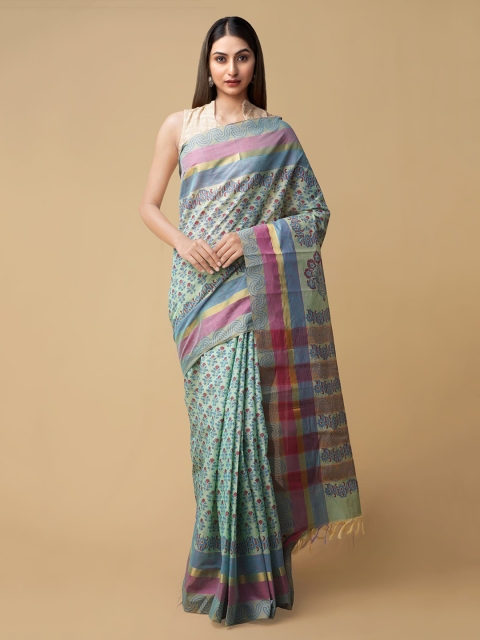 

Unnati Silks Blue Woven Design Mangalagiri Saree