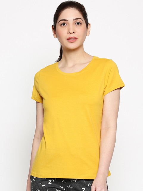 

Dreamz by Pantaloons Women Yellow Solid Pure Cotton Top