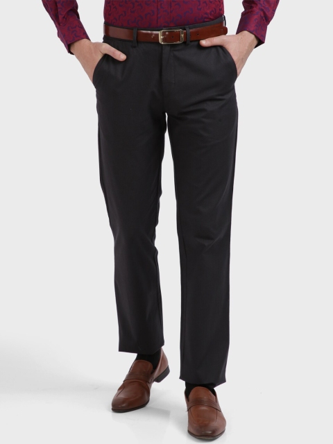 

ColorPlus Men Grey Regular Fit Solid Cotton Formal Trousers