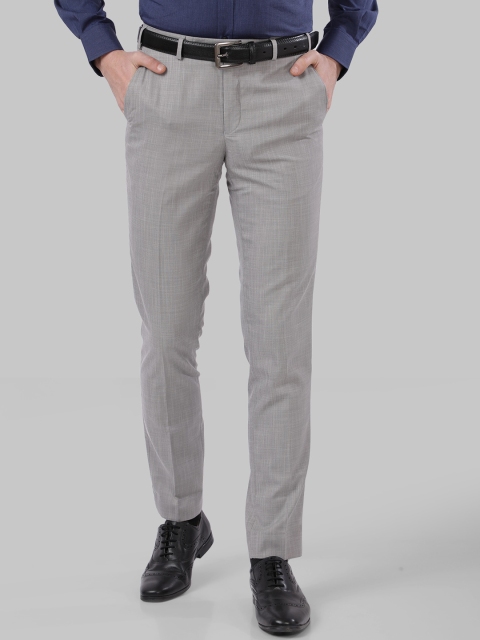 

Next Look Men Grey Slim Fit Self Design Formal Trousers