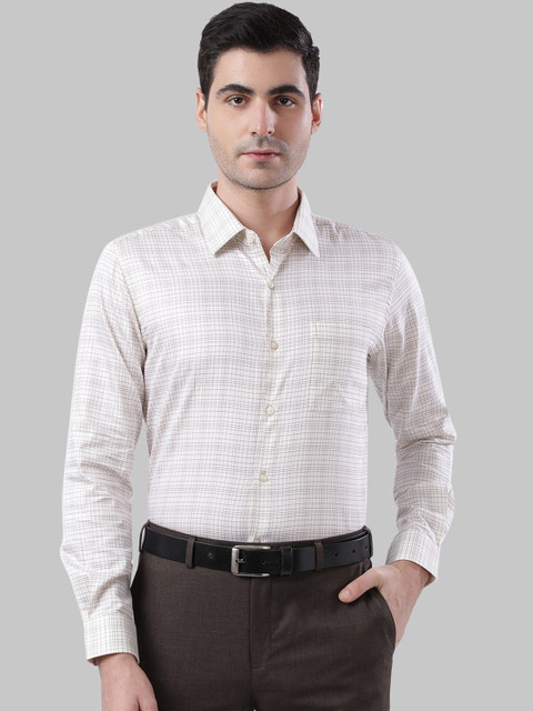 

Raymond Men Beige & White Regular Fit Checked Formal Shirt