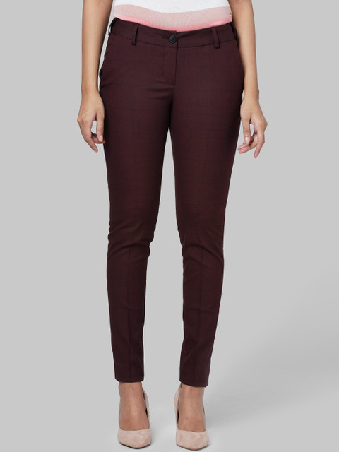 

Park Avenue Woman Women Maroon Regular Fit Solid Formal Trousers