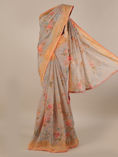 

Pothys Grey Printed Jute Silk Saree