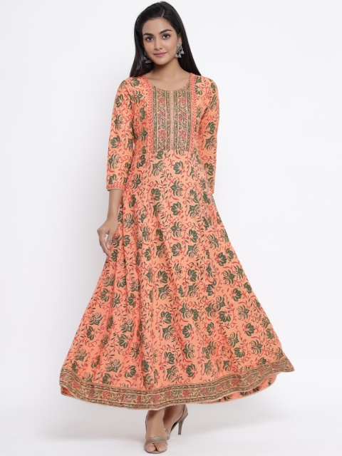 

WomenMagic Women Orange Printed Anarkali Kurta