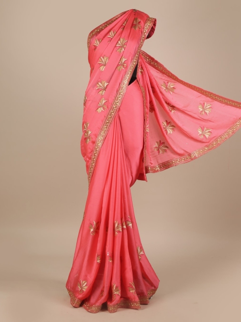 

Pothys Pink Embroidered Poly Georgette Saree
