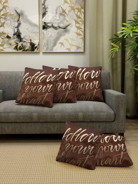 

KLOTTHE Set Of 5 Brown Printed Square Cushions