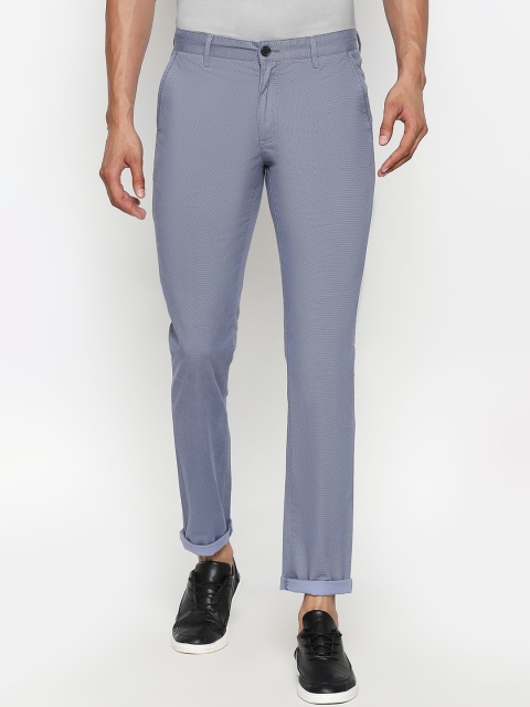 

BYFORD by Pantaloons Men Blue Slim Fit Self Design Regular Trousers