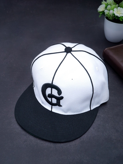 Golden Peacock Unisex White & Black Embroidered Snapback Cap