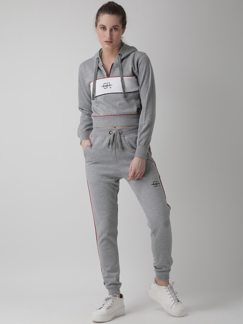 

GRIFFEL Women Grey Solid Hooded Tracksuit