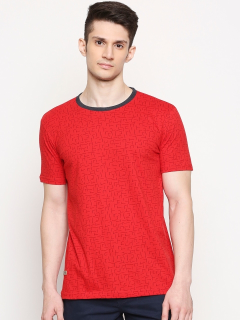 

FiTZ Men Red Solid Round Neck T-shirt