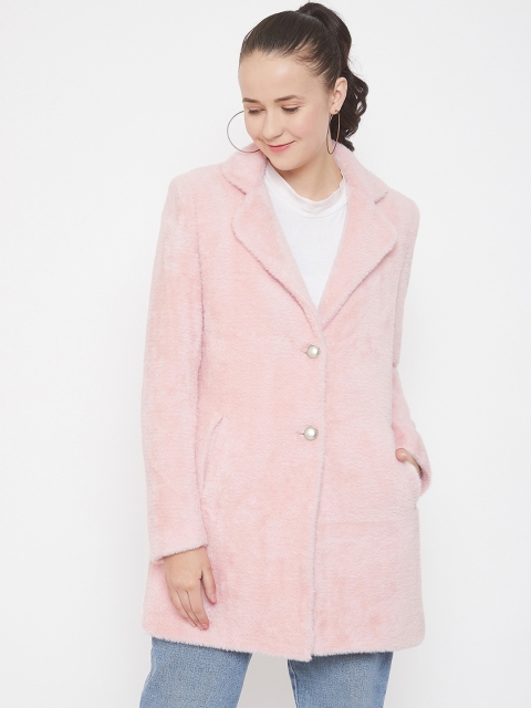 

Okane Women Pink Solid Hip Length Overcoat