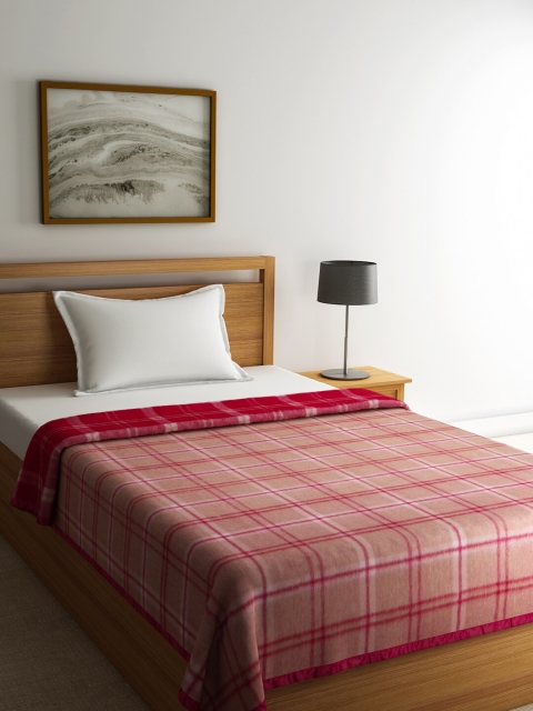 

Raymond Home Red & White Checked Heavy Winter 756 GSM Woolen Single Bed Blanket