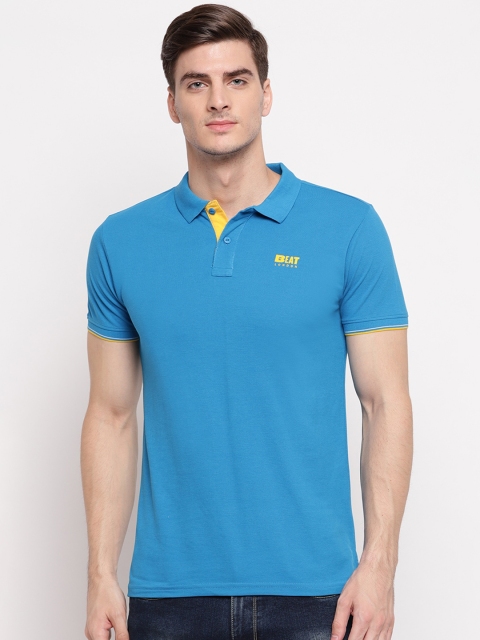 

Pepe Jeans Men Blue Solid Polo Collar T-shirt