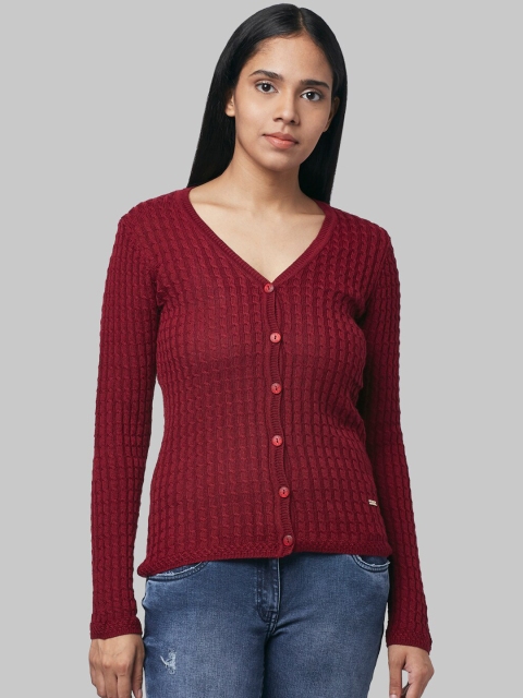 

Park Avenue Woman Women Maroon Cable Knit Cardigan Sweater
