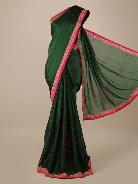 

Pothys Green Solid Poly Georgette Saree