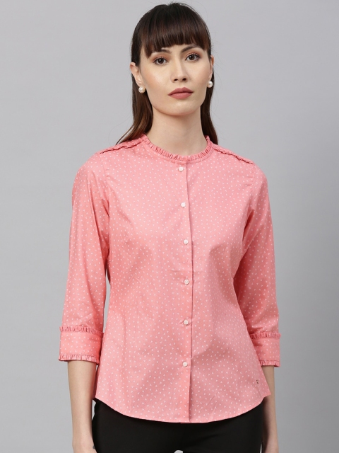 

Park Avenue Woman Coral Pink Regular Fit Printed Casual Shirt