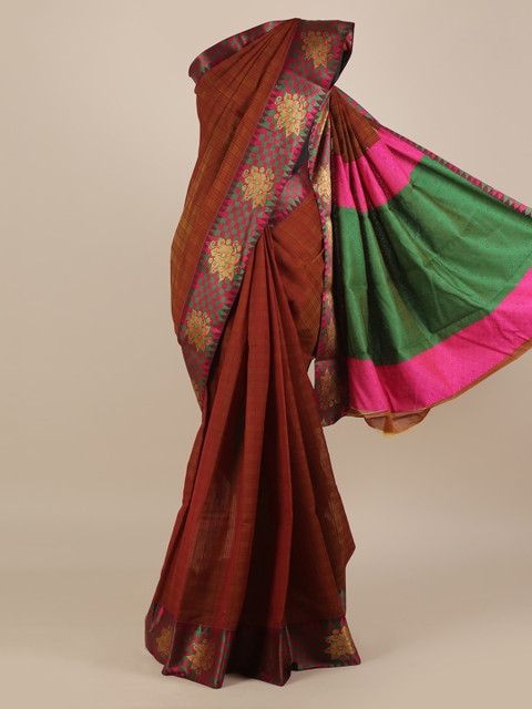 

Pothys Brown Solid Silk Cotton Saree