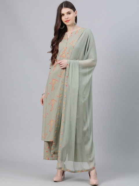 

Libas Women Green Printed Kurta with Palazzos & Dupatta