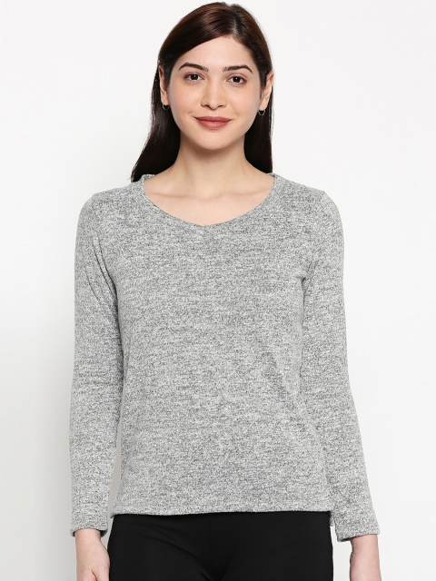 

inocenCia Women Grey Solid Round Neck T-shirt