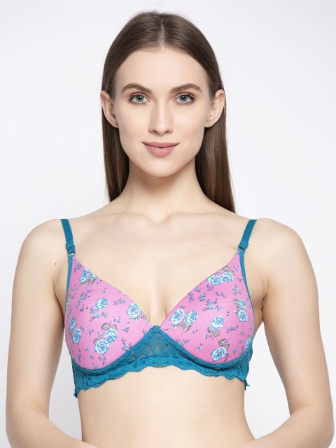 

PrettyCat Blue & Pink Printed Lightly Padded T-shirt Bra PC-BR-6027