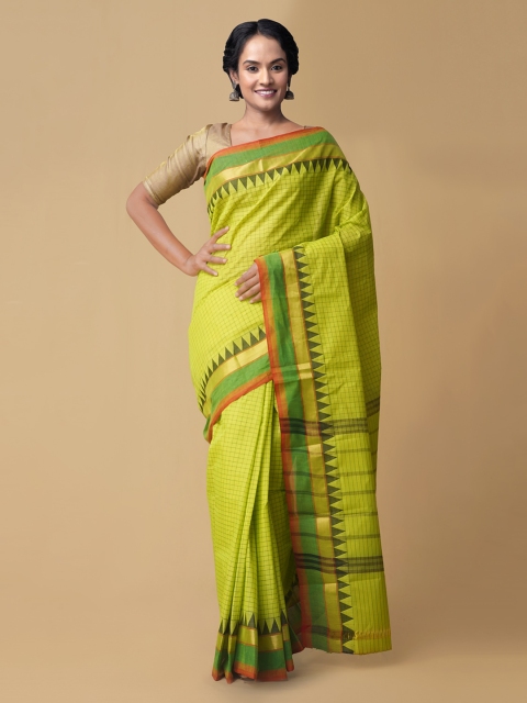 

Unnati Silks green Women's Pure Handloom Pavni Cotton Saree