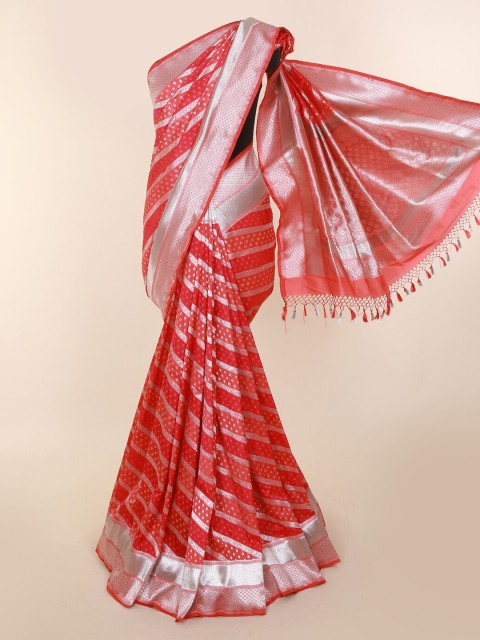 

Pothys Pink & Silver-Toned Art Silk Woven Design Banarasi Saree
