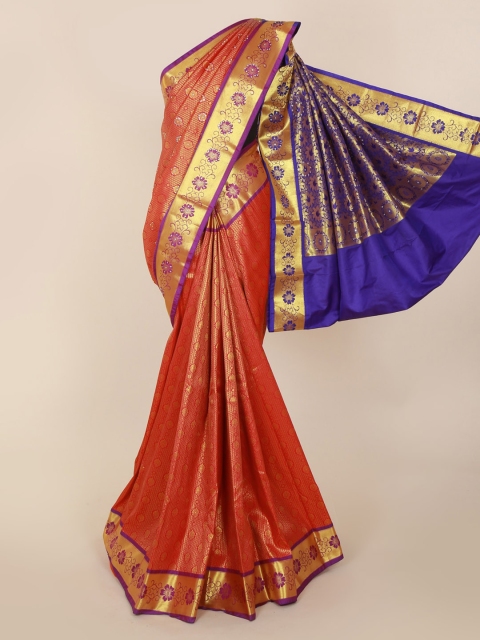 

Pothys Orange Woven Design Kanjeevaram Saree