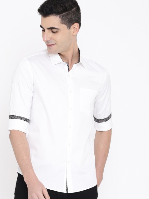 

True Blue Men White Regular Fit Solid Cotton Casual Shirt