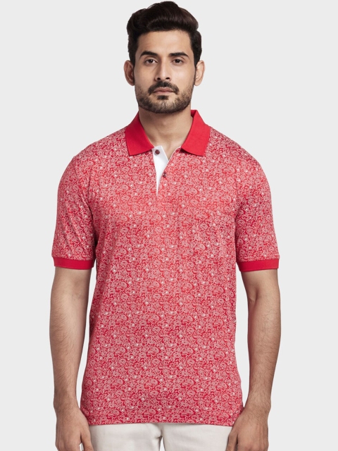 ColorPlus Men Red Printed Polo Collar T-shirt